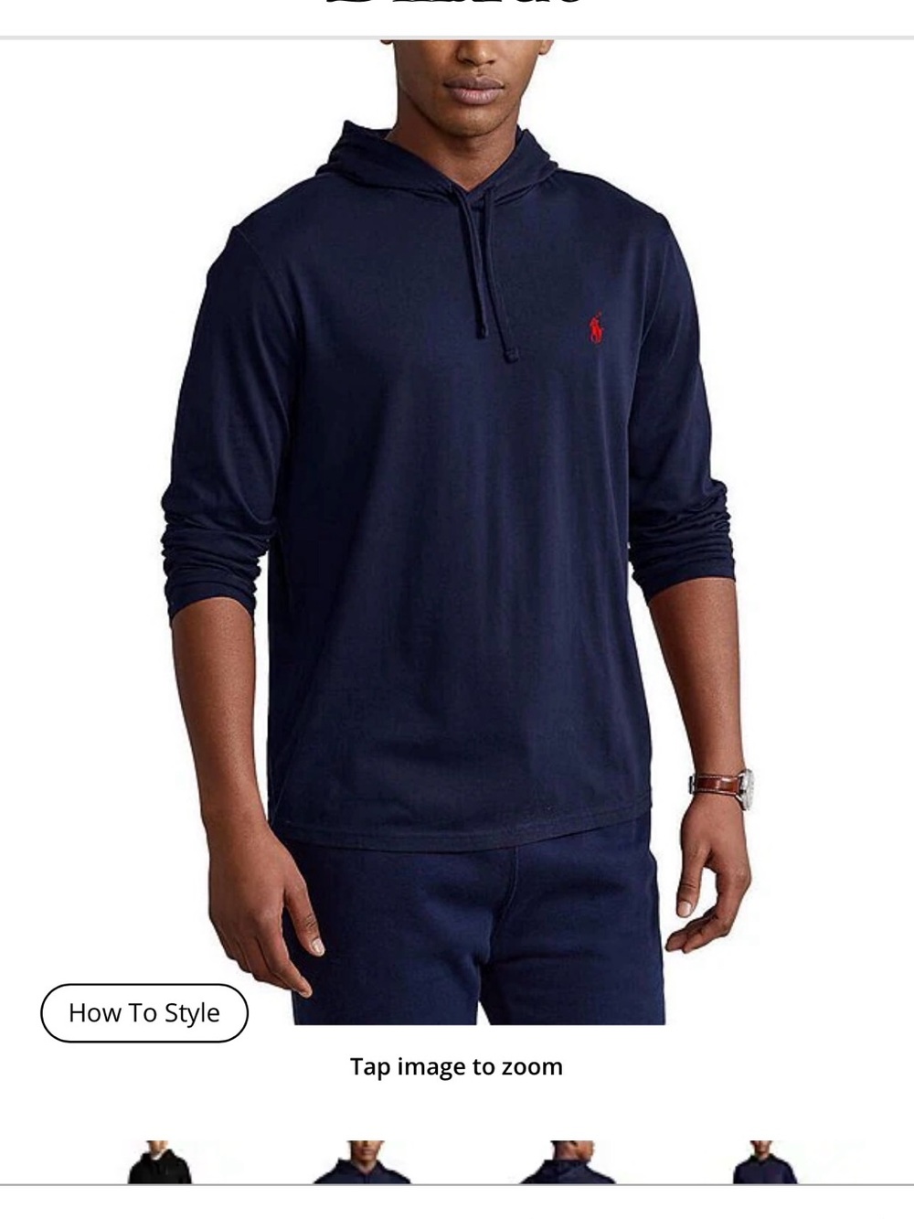 Polo by Ralph Lauren Navy Hooded Long-Sleeve Shirt with Red Pony